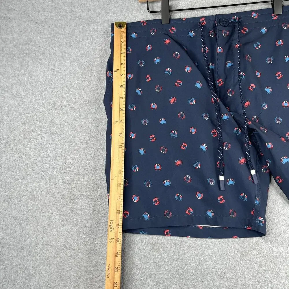 Salt Life Swim Shorts Navy Blue Crab Print Mens Size 36 Zip Fly Draw String